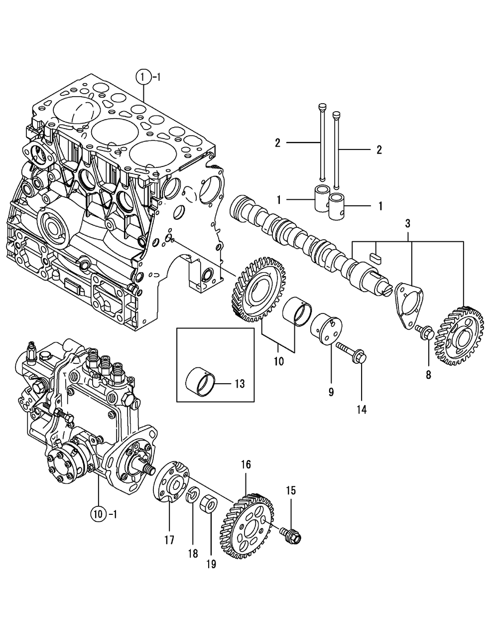 Yanmar Engine Camshaft And Driving Gear Diagram and Parts List for 46G 4X4-1I019G-Before-37AKD710 Cub Cadet Lawn Tractor Accessories